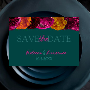 Save The Date Mariage floral vert rose chaud moderne