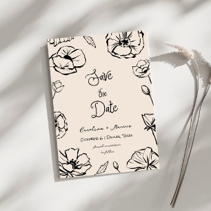 Save The Date Mariage Floral Vintage Français Dessiné à la Main 