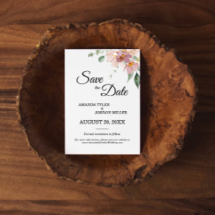 Save The Date Mariage floral Vintage rose et mauve