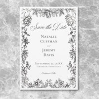 Mariage Floral Vintage Tapisserie Noir & Blanc