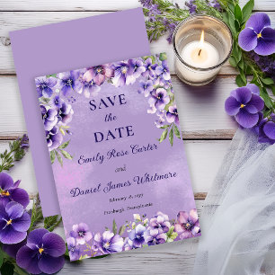 Save The Date Mariage floral violet élégant 