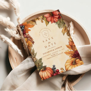Save The Date Mariage Florales à la Saveur de Citrouille