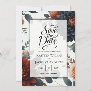 Save The Date Mariage Florales de l'Automne Rustique et Maussade