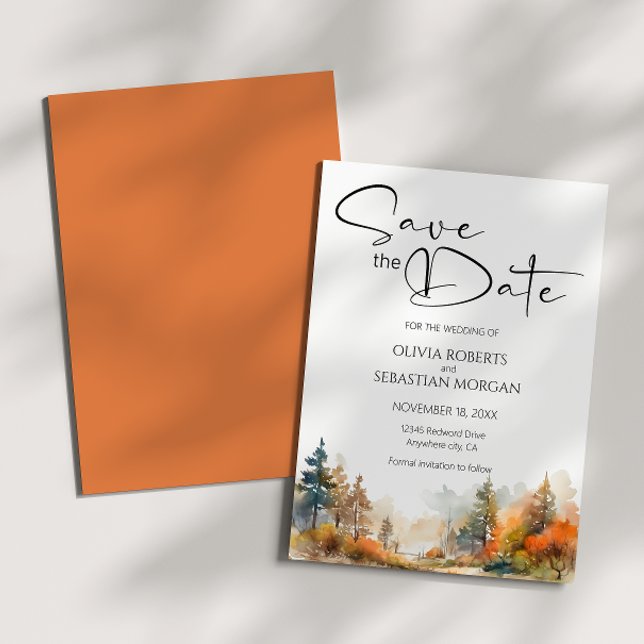 Save The Date Mariage forestier d'automne rustique (Créateur téléchargé)