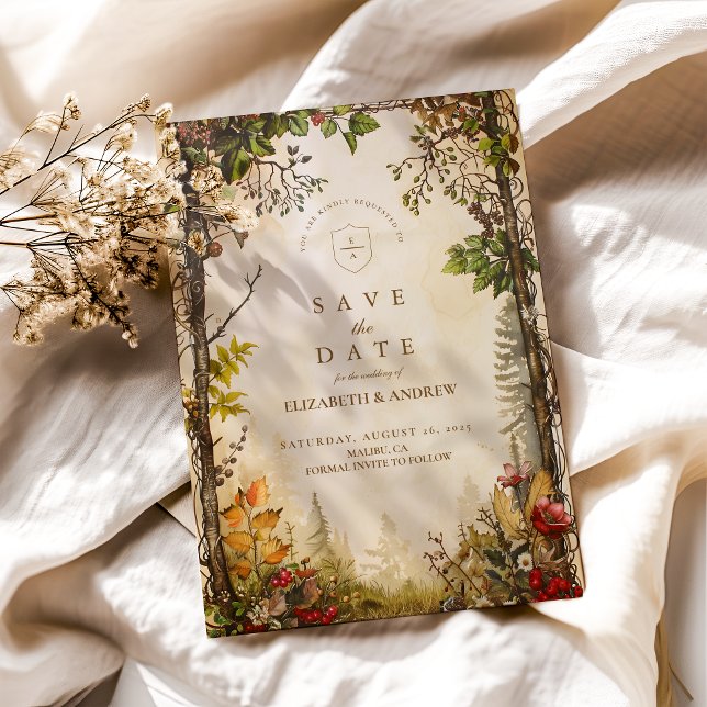 Save The Date Mariage forestier de la forêt d'automne (Créateur téléchargé)