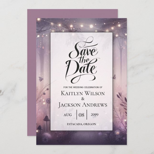 Save The Date Mariage forestier Ethereal Fairy (Devant / Derrière)