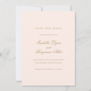 Save The Date Mariage Formel Élégant Rose Poudré Traditionnel