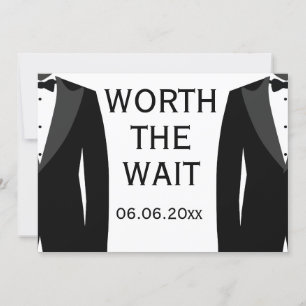 Save The Date Mariage Gay Noir et Blanc Ça Vaut La Peine d'Atten