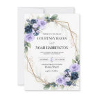 Mariage géométrique bleu marine lavande violet or