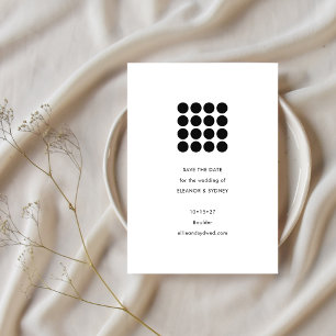Save The Date Mariage Géométrique Minimaliste Moderne Noir Blanc