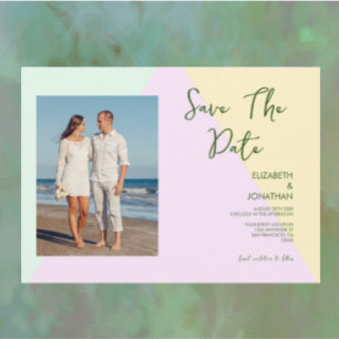Save The Date Mariage Géométrique Pastel Atténué