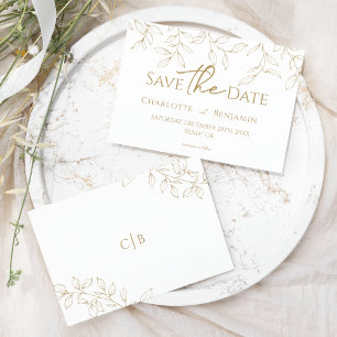 Save The Date Mariage Gold Classic Greenery Enregistrer La Date