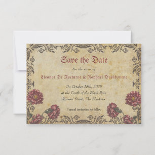 Save The Date Mariage gothique aux fleurs sombres