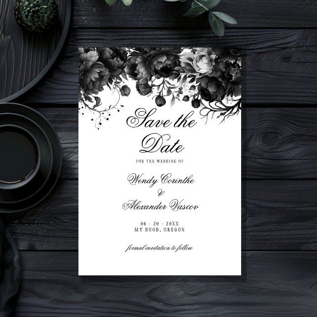 Save The Date Mariage Gothique Blanc Classique Enregistrer La Da (Créateur téléchargé)