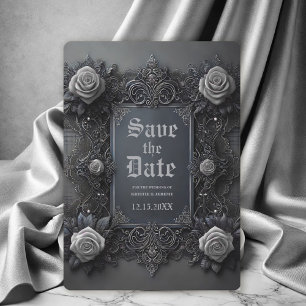 Save The Date Mariage gothique blanc gris floral Enregistrer la 