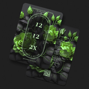 Save The Date Mariage gothique boho vert émeraude élégant floral