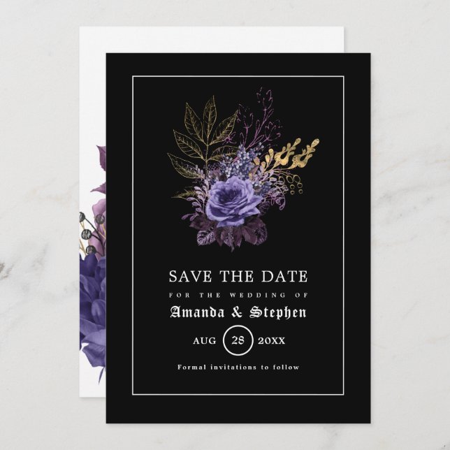 Save The Date Mariage Gothique Enregistrer La Date (Devant / Derrière)