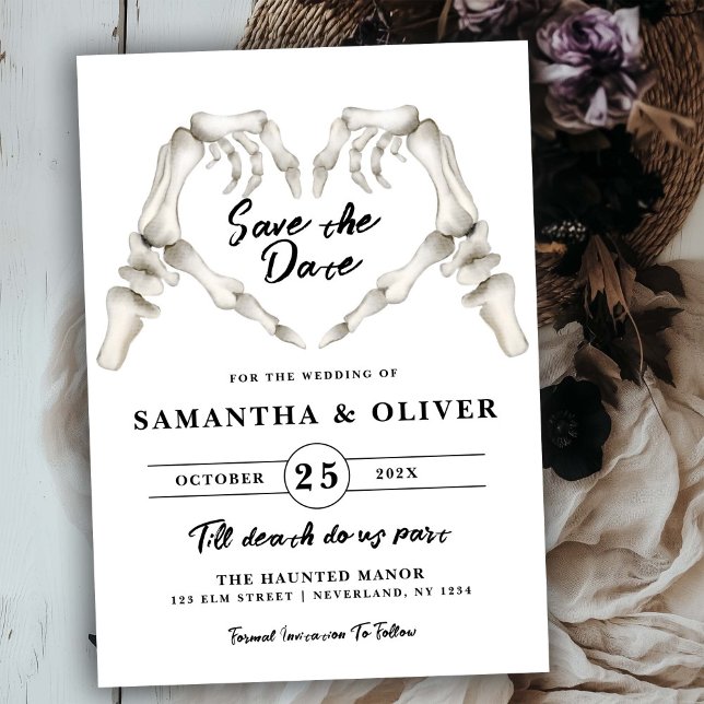 Save The Date Mariage gothique, enregistrez la date Halloween sq (Créateur téléchargé)