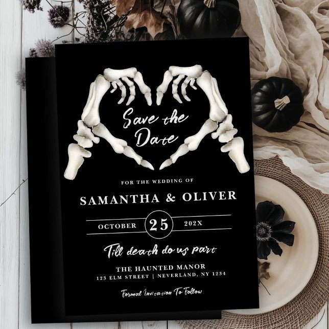 Save The Date Mariage gothique noir Sauver la date Halloween Cœu (Créateur téléchargé)