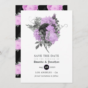 Save The Date Mariage gothique noir violet et argenté