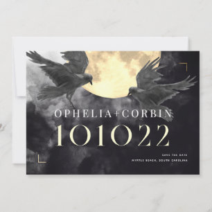 Save The Date Mariage gothique Raven & Golden Moon