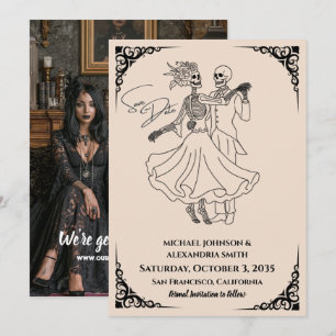 Save The Date Mariage gothique - Squelettes mignons dansent dans