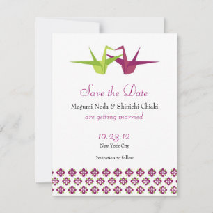 Save The Date Mariage Grue en Papier Origami
