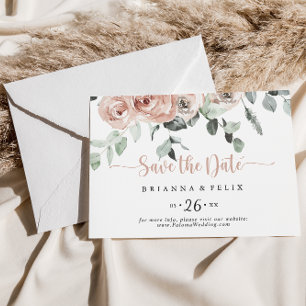 Save The Date Mariage horizontal classique rose poussiéreux rose