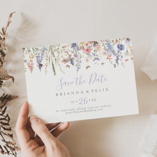Save The Date Mariage horizontal Fleur sauvage multicolore d'été