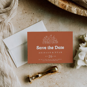 Save The Date Mariage Horizontal Minimaliste de Fleur Sauvage en