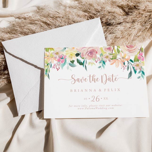 Save The Date Mariage horizontal rose Gold Spring (Créateur téléchargé)