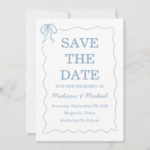 Save The Date Mariage Illustré Bleu Dessiné à la Main de manière
