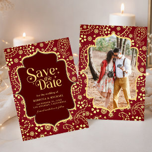 Save The Date Mariage indien de style Bollywood à motifs cachemi
