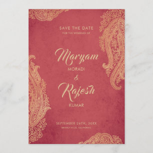 Save The Date Mariage Indien, Enregistrer La Date, Rouge, Or, Me