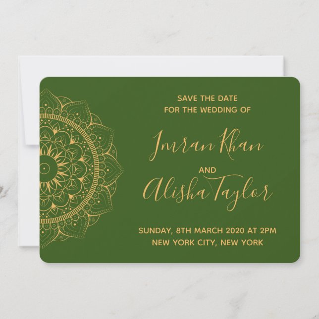 Save The Date Mariage indien Mehendi Sauvez la date hamsa Henna (Devant)