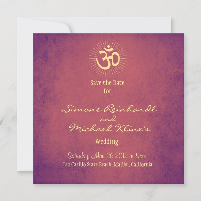 Save The Date Mariage indien, OM, Sauvez le Mariage hindou de la (Devant)