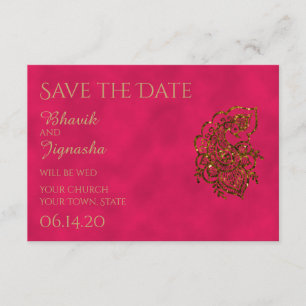 Save The Date Mariage indien rose et or Enregistrer la date