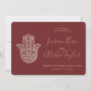 Save The Date Mariage indien Sauvez la date Rose Gold hamsa Henn