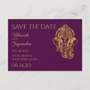 Save The Date Mariage indien violet et or Enregistrer la date
