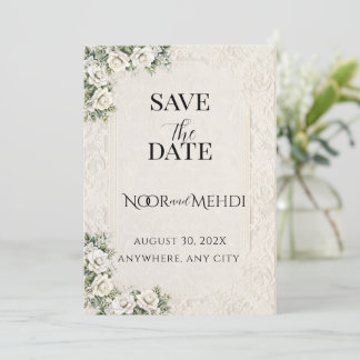 Save The Date Mariage islamique personnalisé Fleur d'Ivoire