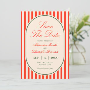 Save The Date Mariage Italien à Rayures Orange Soleil Couchant É
