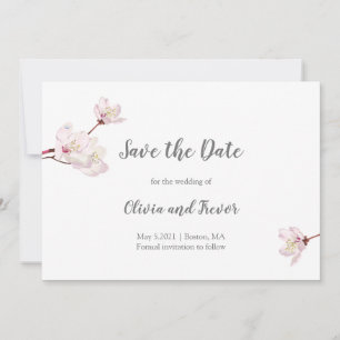 Save The Date Mariage japonais Sakura en fleurs de cerisier rose
