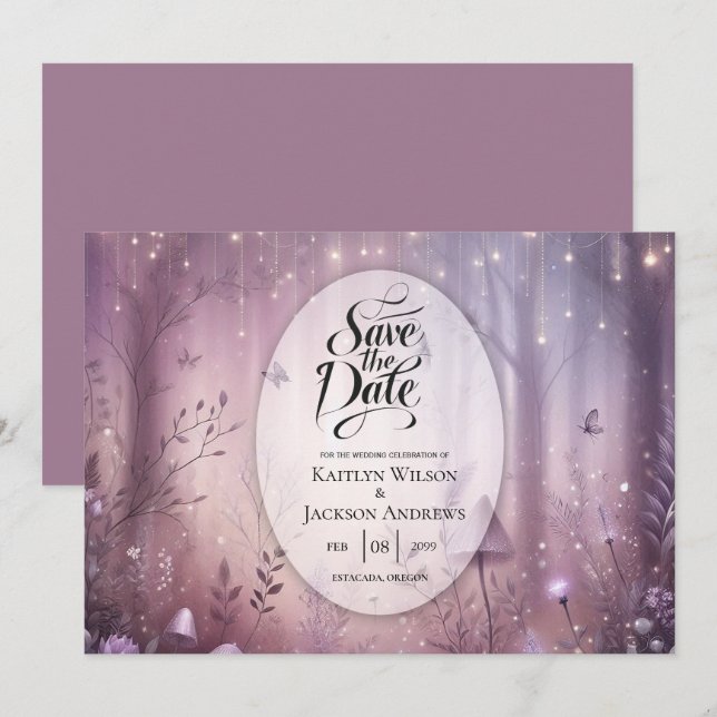 Save The Date Mariage Lavande magique Fairy Lights (Devant / Derrière)