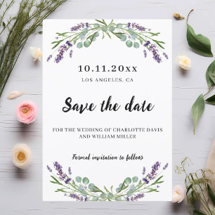 Save The Date Mariage Lavender eucalyptus enregistrer la date
