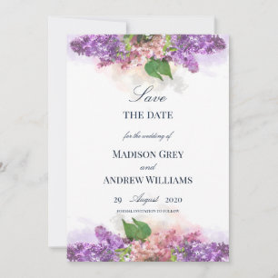Save The Date Mariage Lilacs couleur violet et rose