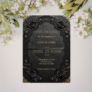 Save The Date Mariage Luxueux de Romance Gothique Élégante