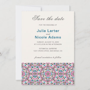 Save The Date Mariage Mandala Géométrique en Treillis Marocain
