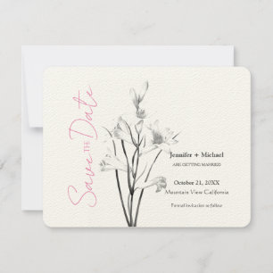 Save The Date Mariage mariage Calligraphie Floral noir blanc