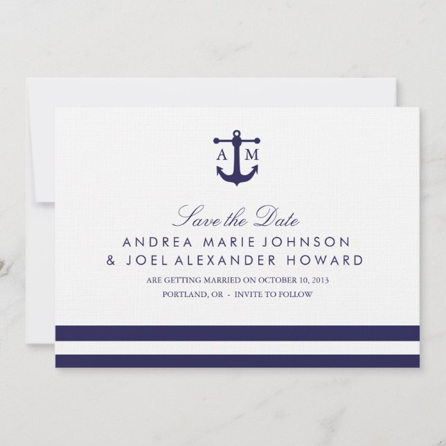 Save The Date Mariage Marin Nautique Enregistrer la Date (Devant)