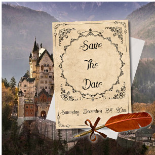 Save The Date Mariage Medieval Black Elegance Enregistrez la Dat